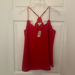 J Crew Red Scallop Racerback Camisole with Adjustable straps
